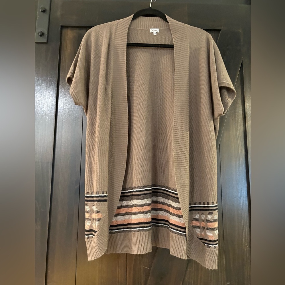 Kismet Brown Textured Knit Cardigan